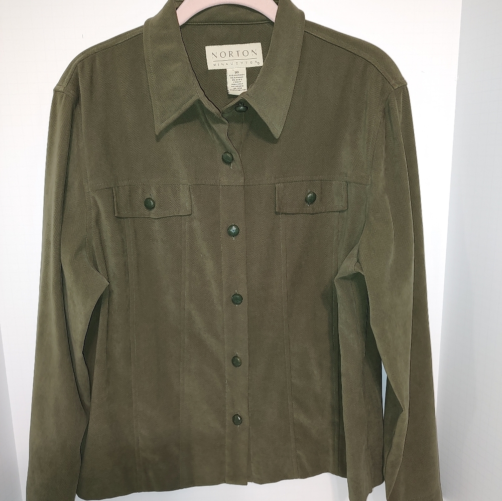 Vintage Green Norton McNaughton Suede Like Jacket sz 10